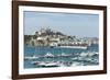 Cranes at Ibiza Castle and View of the Boats, Ibiza Port, Dalt Vila-Emanuele Ciccomartino-Framed Photographic Print