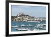 Cranes at Ibiza Castle and View of the Boats, Ibiza Port, Dalt Vila-Emanuele Ciccomartino-Framed Photographic Print