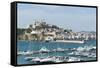 Cranes at Ibiza Castle and View of the Boats, Ibiza Port, Dalt Vila-Emanuele Ciccomartino-Framed Stretched Canvas