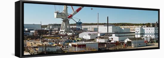 Cranes at metal factory, Bath, Sagadahoc County, Maine, USA-null-Framed Stretched Canvas