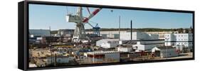 Cranes at metal factory, Bath, Sagadahoc County, Maine, USA-null-Framed Stretched Canvas