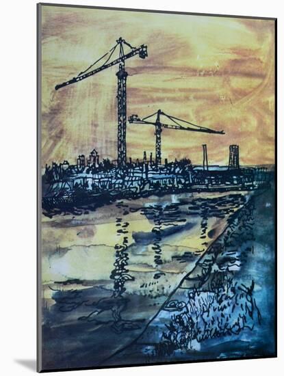 Cranes by the Canal-Brenda Brin Booker-Mounted Giclee Print