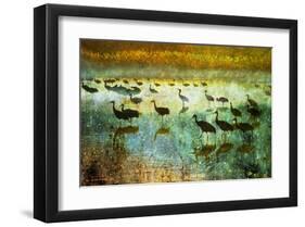 Cranes in Mist I-Chris Vest-Framed Art Print