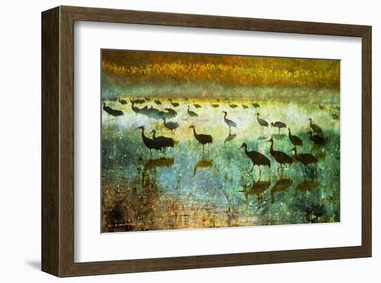 Cranes in Mist I-Chris Vest-Framed Art Print