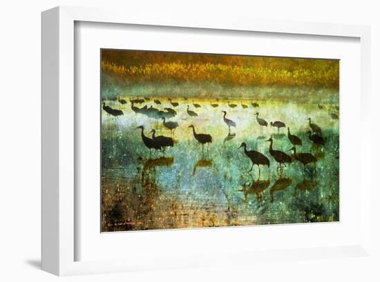 Cranes in Mist I-Chris Vest-Framed Art Print