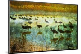 Cranes in Mist I-Chris Vest-Mounted Art Print