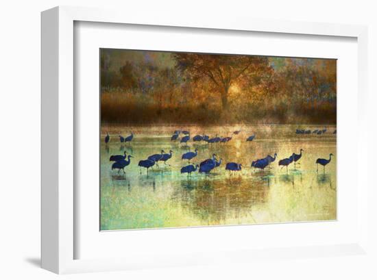 Cranes in Mist II-Chris Vest-Framed Art Print