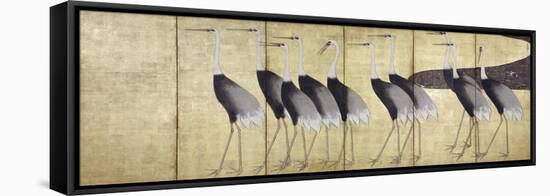 Cranes, Japanese Edo Screen Painting-Ogata Korin-Framed Stretched Canvas