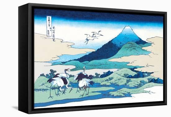 Cranes Nearby Mount Fuji-Katsushika Hokusai-Framed Stretched Canvas