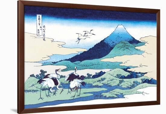 Cranes Nearby Mount Fuji-Katsushika Hokusai-Framed Art Print