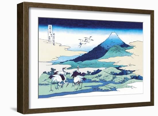 Cranes Nearby Mount Fuji-Katsushika Hokusai-Framed Art Print