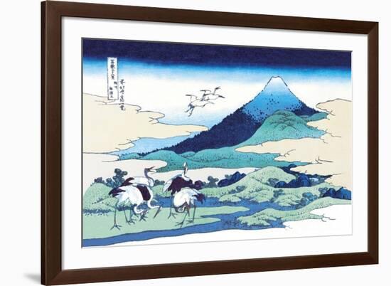 Cranes Nearby Mount Fuji-Katsushika Hokusai-Framed Art Print