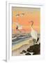 Cranes on Seashore-Koson Ohara-Framed Giclee Print