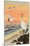 Cranes on Seashore-Koson Ohara-Mounted Giclee Print