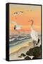 Cranes on Seashore-Koson Ohara-Framed Stretched Canvas