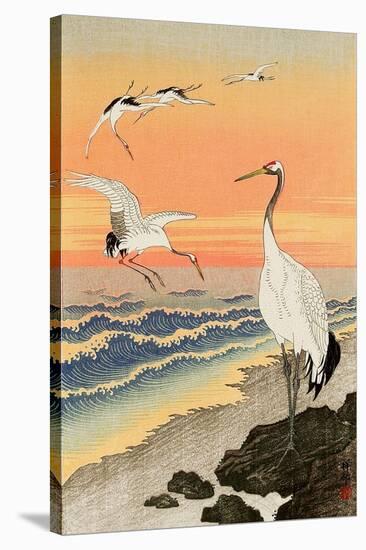 Cranes on Seashore-Koson Ohara-Stretched Canvas