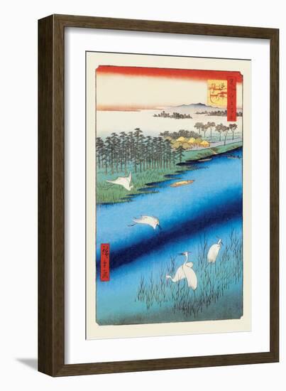 Cranes on the River-Ando Hiroshige-Framed Art Print