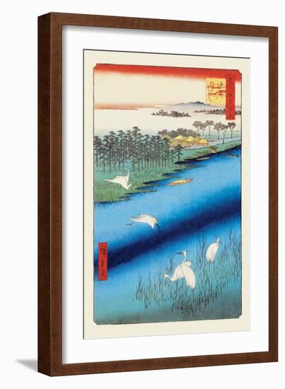 Cranes on the River-Ando Hiroshige-Framed Art Print