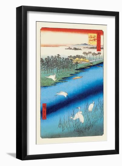 Cranes on the River-Ando Hiroshige-Framed Art Print