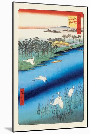 Cranes on the River-Ando Hiroshige-Mounted Art Print