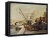 Cranes on the Seine-Maximilien Luce-Framed Stretched Canvas