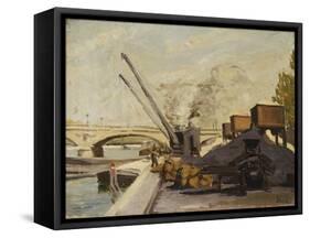 Cranes on the Seine-Maximilien Luce-Framed Stretched Canvas