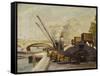 Cranes on the Seine-Maximilien Luce-Framed Stretched Canvas