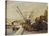 Cranes on the Seine-Maximilien Luce-Stretched Canvas