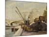 Cranes on the Seine-Maximilien Luce-Mounted Giclee Print