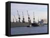 Cranes, Port of Hamburg, Hamburg, Germany-Yadid Levy-Framed Stretched Canvas