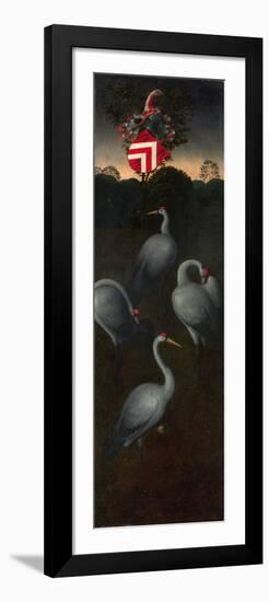 Cranes with the Coat of Arms of the Pagagnotti Family (The Reverse of a Panel from a Triptyc)-Hans Memling-Framed Premium Giclee Print