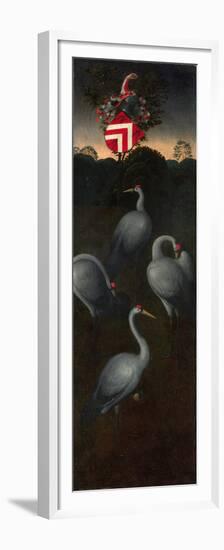 Cranes with the Coat of Arms of the Pagagnotti Family (The Reverse of a Panel from a Triptyc)-Hans Memling-Framed Premium Giclee Print