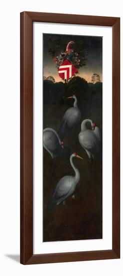 Cranes with the Coat of Arms of the Pagagnotti Family (The Reverse of a Panel from a Triptyc)-Hans Memling-Framed Premium Giclee Print
