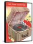 Crank Record Player-null-Framed Stretched Canvas