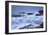 Crashing Atlantic Waves Near Godrevy Lighthouse, Cornwall, England. Winter (February)-Adam Burton-Framed Photographic Print