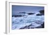 Crashing Atlantic Waves Near Godrevy Lighthouse, Cornwall, England. Winter (February)-Adam Burton-Framed Photographic Print