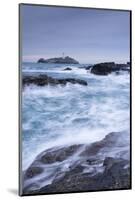 Crashing Atlantic Waves Near Godrevy Lighthouse, Cornwall, England. Winter (February)-Adam Burton-Mounted Photographic Print