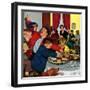 "Crashing Mom's Card Party", December 20, 1952-Richard Sargent-Framed Giclee Print