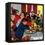 "Crashing Mom's Card Party", December 20, 1952-Richard Sargent-Framed Stretched Canvas