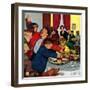 "Crashing Mom's Card Party", December 20, 1952-Richard Sargent-Framed Premium Giclee Print