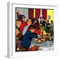 "Crashing Mom's Card Party", December 20, 1952-Richard Sargent-Framed Premium Giclee Print