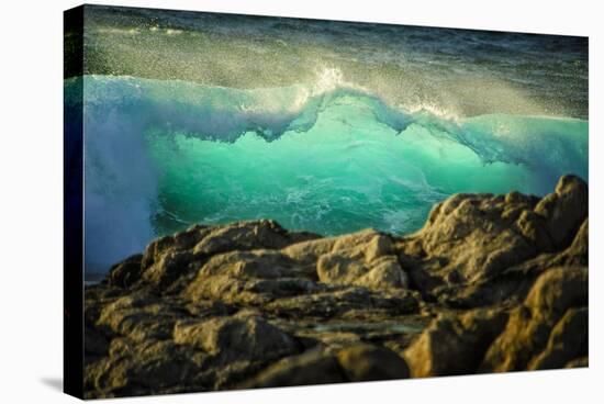 Crashing Pacific Ocean Waves, Green Translucent-Sheila Haddad-Stretched Canvas