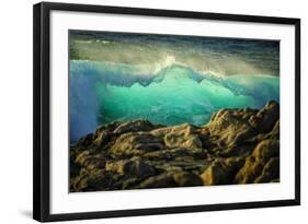Crashing Pacific Ocean Waves, Green Translucent-Sheila Haddad-Framed Photographic Print