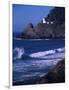 Crashing Waves and Sea Lions, Heceta Head Lighthouse, Oregon, USA-Brent Bergherm-Framed Photographic Print