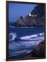 Crashing Waves and Sea Lions, Heceta Head Lighthouse, Oregon, USA-Brent Bergherm-Framed Photographic Print