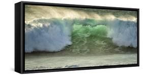 Crashing Waves, Carmel, Ca, USA, Green Translucence-Sheila Haddad-Framed Stretched Canvas