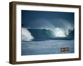 Crashing Waves, Oahu, Hawaii-Bill Romerhaus-Framed Premium Photographic Print