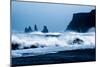 Crashing waves on Black Sand Beach, Iceland, Polar Regions-John Alexander-Mounted Photographic Print