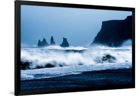 Crashing waves on Black Sand Beach, Iceland, Polar Regions-John Alexander-Framed Photographic Print