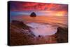 Crashing Waves Sunset-Lantern Press-Stretched Canvas